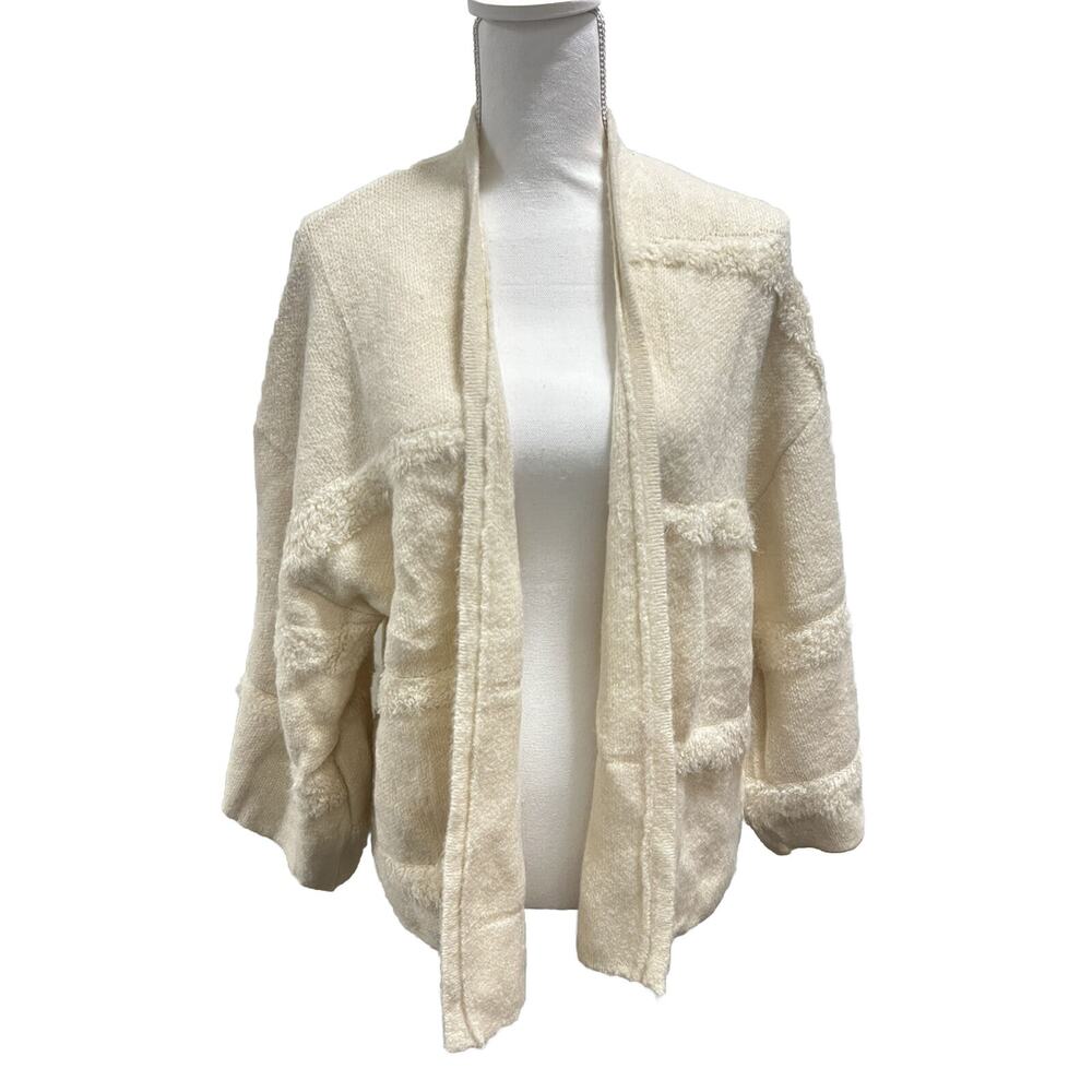 Coco + Carmen White Cream Soft Cardigan Size S/M Wide Sleeve